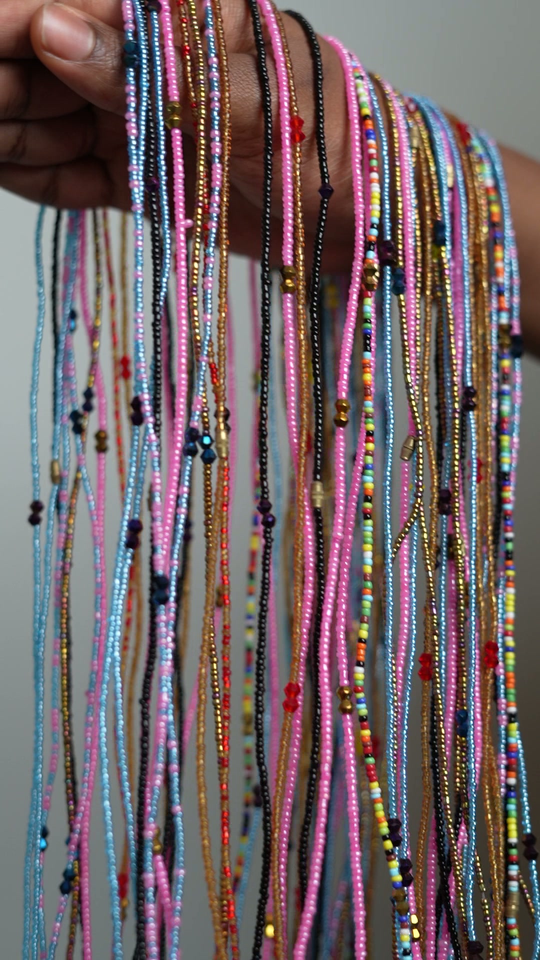 The Lagos Pastel Set — set of three matching Nigerian glass bead strands